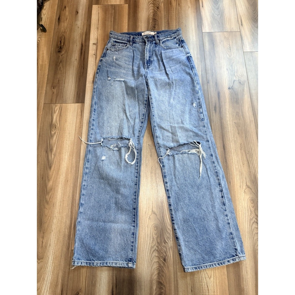 Hidden Jeans Women's 26 Wide Leg Distressed Hugh Rise Medium Wash